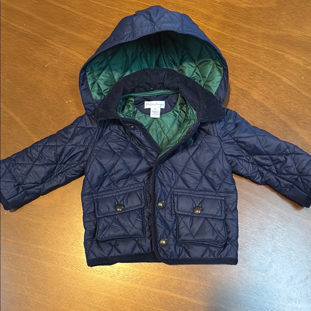 Ralph Lauren Navy Quilted Baby Jacket 6M